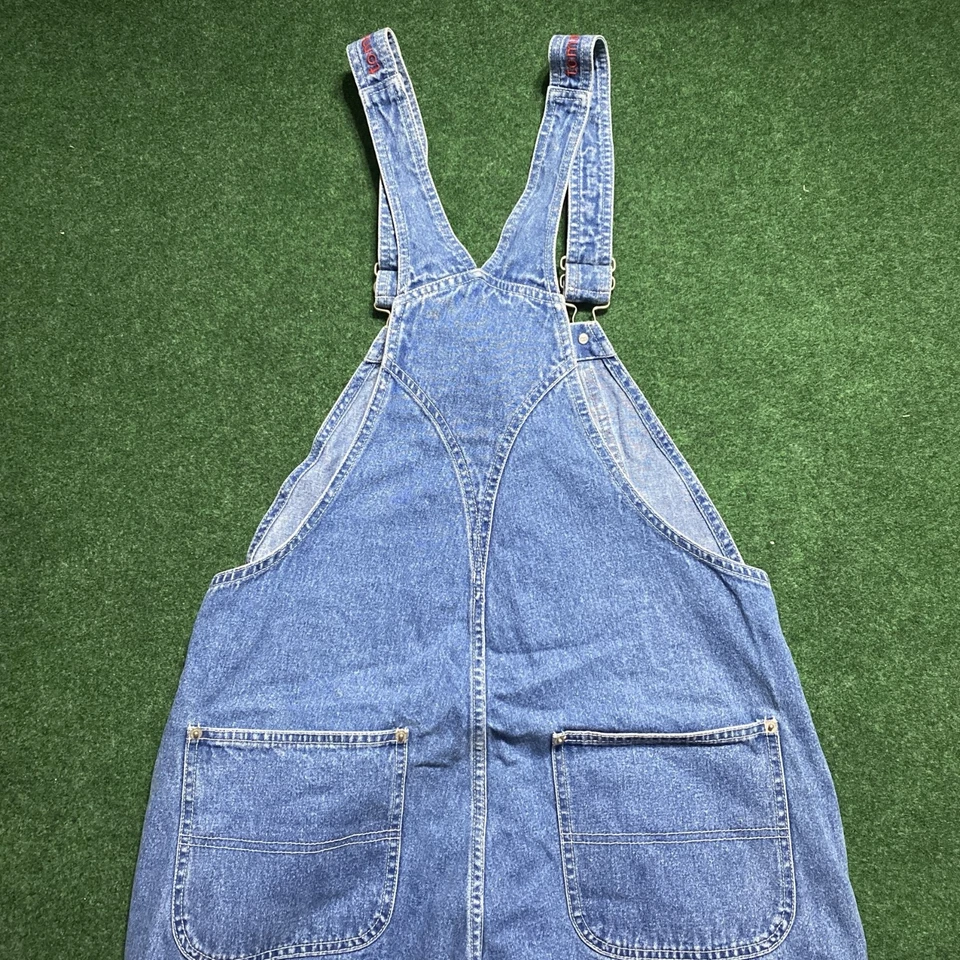 Macacão jeans masculino vintage Tommy Hilfiger grande perna cônica lavagem média - Imagem 4 de 4