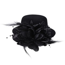 Flower Decor Hair Clip Feather Fascinator Burlesque Mini Top Hat Women Lady