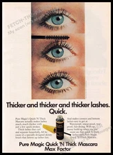 Max Factor 1970s Magazine Print Advertisement 1976 Pure Magic Quick 'n Thick