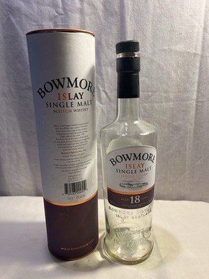 Bowmore Islay Single Malt Scotch Whisky 18 Years Empty Bottle & Cannister