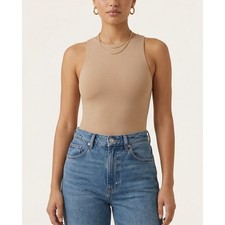 SKIMS Fits Everybody High Neck Bodysuit in Clay Tan Size Medium BS-BST-0232