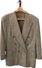 Canali Proposta Men's Double Breasted Brown Jacket 100 Wool Made In Italy   42R