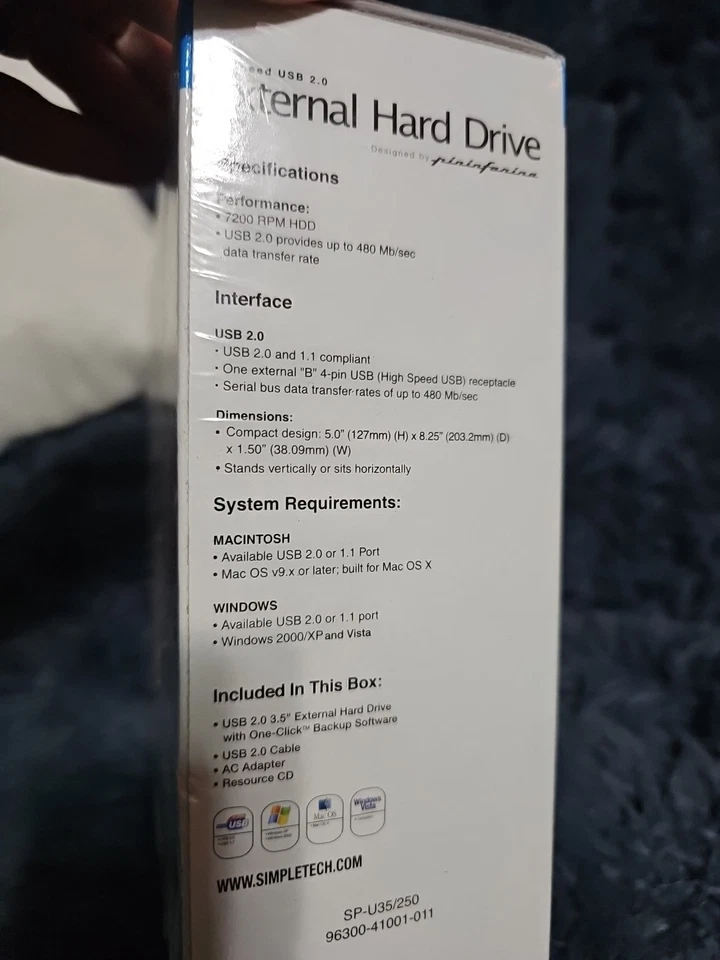 NEW SimpleTech SimpleDrive  External Hard Drive 250GB Hi-Speed USB 2.0 - Image 2 of 4