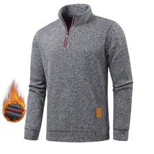 Fleece-paneled Hoodie Men's Outdoor Sport Men's Round Stand Collar Long Sleeve