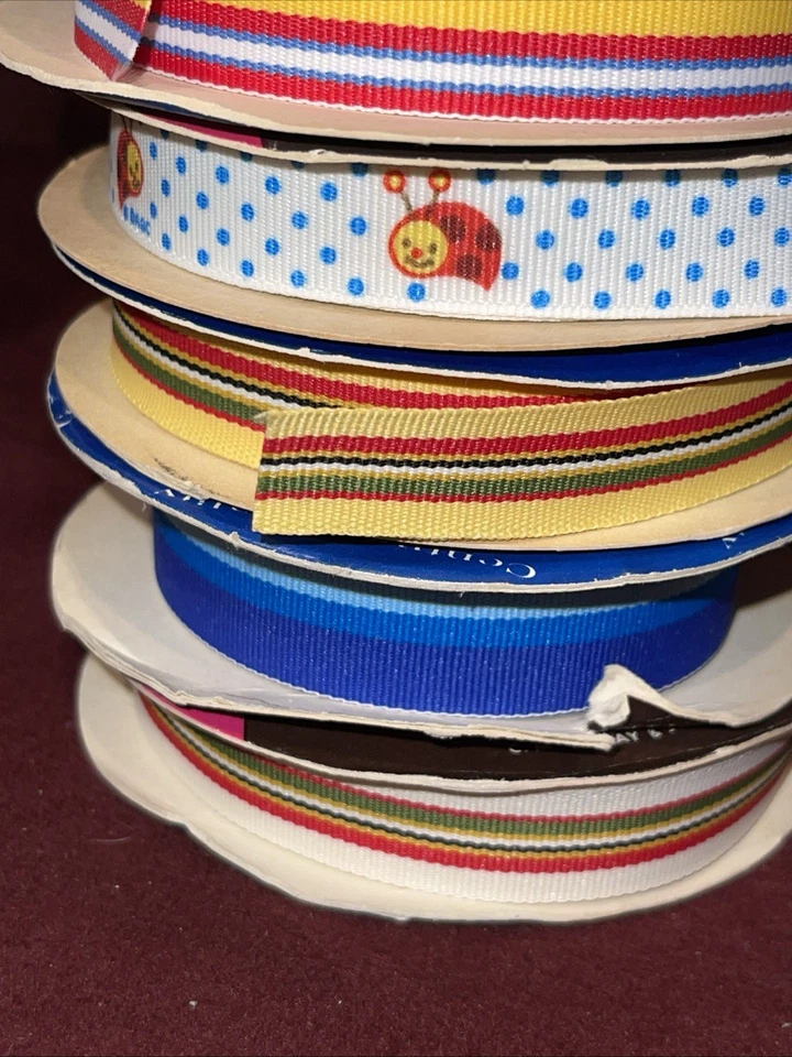 Lot 6 assorted woven embroidered sewing trim ribbon 5/8"-7/8” No 3 & 5 Vintage - Image 4 of 4