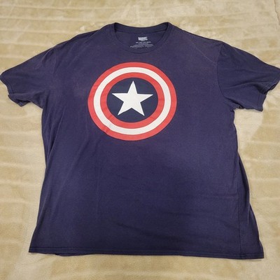 Rare Marvel Comics CAPTAIN AMERICA SHIELD Dbl Stitch Short Sleeve T-Shirt Sz 2X