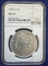 1904 O Morgan Dollar Uncirculated MS 63 NGC Silver $1 Coin
