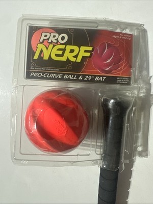 Vintage Pro Nerf Pro-Curve Ball & 29 Bat 1992 New In Package By Kenner