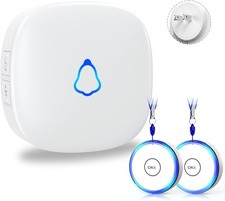 FANSITC Caregiver Pager Life Alert, 1x M520 Receiver 2x F21 Call Buttons - White