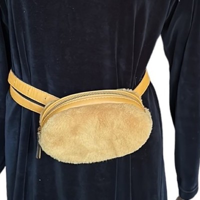 Top Shop Round Faux Fur Bum Bag Waist Belt Bag Fanny Pack Tan Camel  NWOT