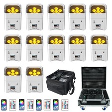 12Pcs 6x20W RGBWA UV Wifi APP Wireless Remote Control Battery Par Light W/Case