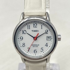 Timex Easy Reader Watch Women 25mm Silver Tone Indiglo Date 30M New Battery 8.5"