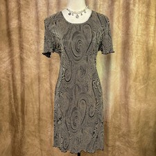 Vintage Y2K Geometric Midi Dress Accordion Pleated Textured Short Sleeve Witchy