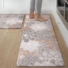 anti Fatigue Kitchen Mats for Floor 2PCS, Standing Rugs, Taupe Grey