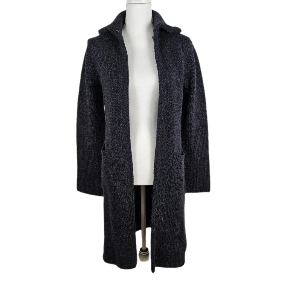 Suéter Abrigo Plumero Mujer J Crew M Azul Cuello Largo Tejido Mezcla Alpaca Foto 2 de 4