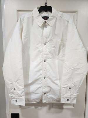 Men's Air Jordan Rain Button Down Jacket Cream Sweater Puffer FV7432-133 Sz XL