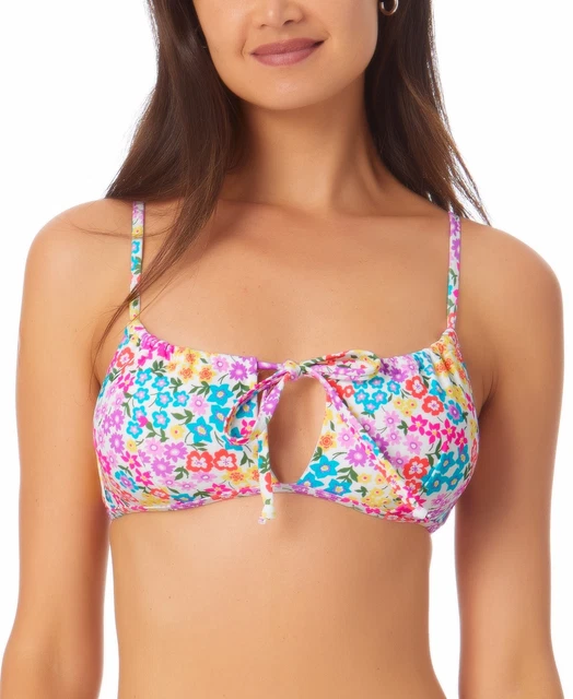 Womens Floral Print Knot-Front Bikini Swim Top 195609122465 S RT $19.99