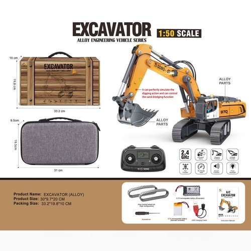1/50 RC Excavator K970 Engineering Electric Lifting Digger Metal Bucket RTR ToDN - Picture 9 of 23