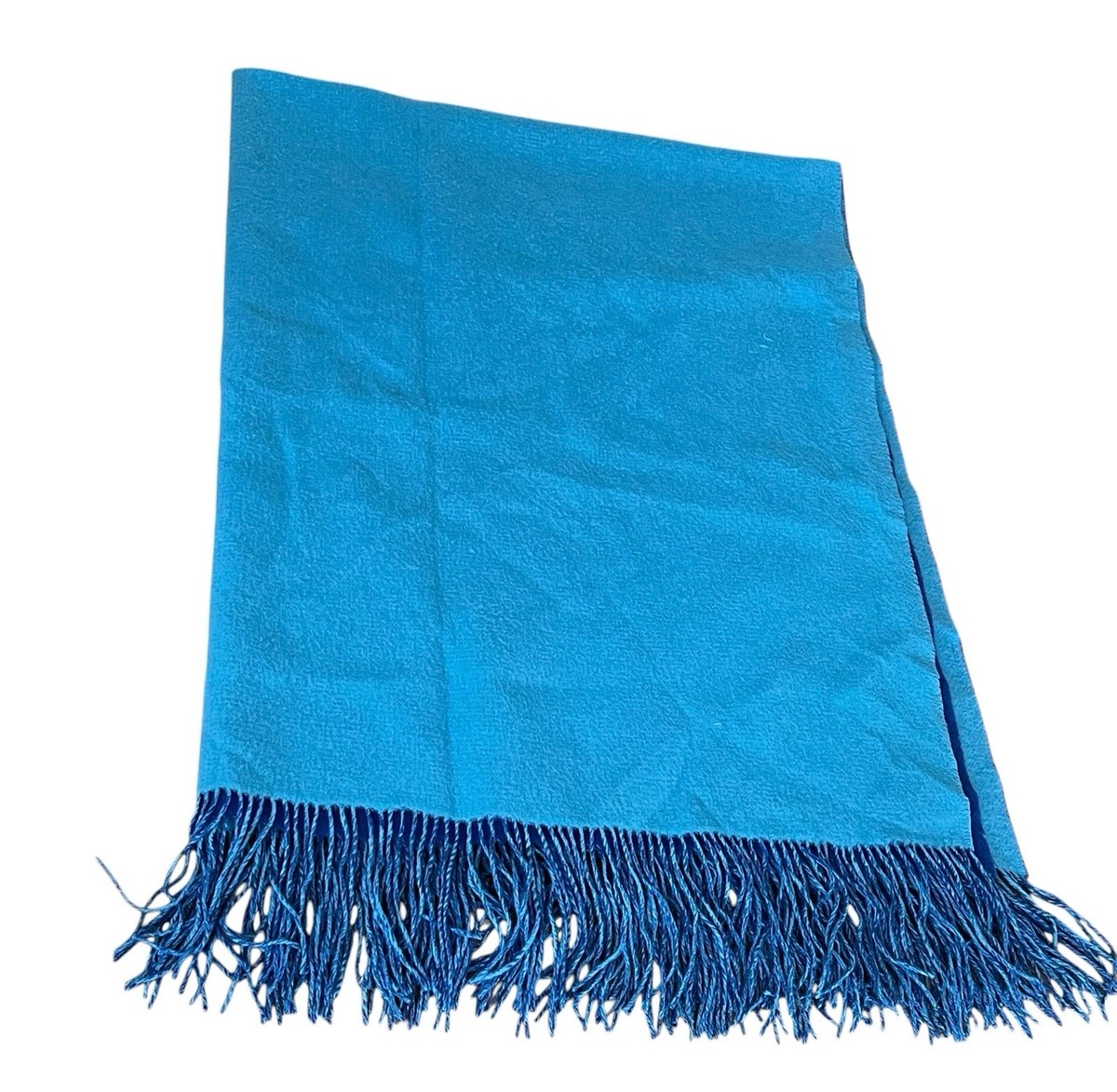 THROW　スロー　RAMIE STOLE　ブルー A & R Cashmere 100% Cashmere Wool Mongolia Throw Blanket Fringe