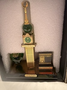 Islamic Crystal Kaaba with Clock Tower,Muslim showpiece,Islamic Architecture.