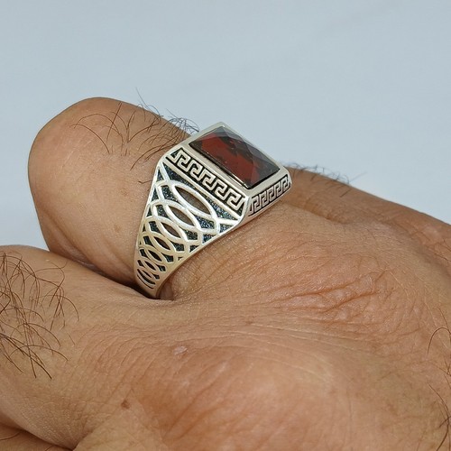 Unique Natural Ruby Men's Jewelry Filigree Ring 925Sterling Silver Art Deco Sz11 - Picture 14 of 21
