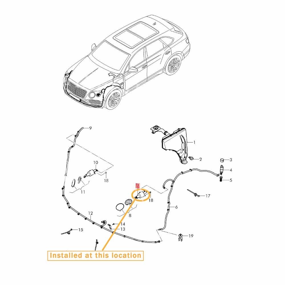 For Bentley Bentayga Front Left Headlight Washer Nozzle P/N 36A955101A