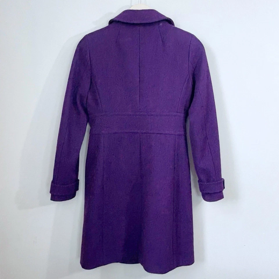 J. Abrigo de día de dama Crew mezcla de lana 0 violeta usado en excelente estado 2009 elegantes bolsillos preppy Foto 3 de 4