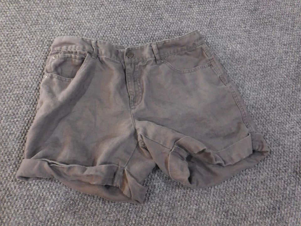 J Jill Pantalones Cortos 6 Gris Mujer Lino Puños Informal Día Verano Chino Foto 3 de 4