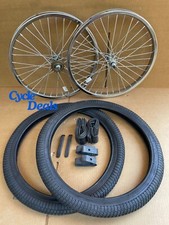 20'' x 1.95 Bike HD Steel Rims Chrome 36 spokes FreeWheel, Black Tires Jump BMX