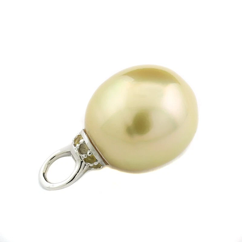 Perla Del Océano Sur Colgante Brillante 14,1 MM 585 Oro Blanco Zafiro Valor Neu - Imagen 3 de 4