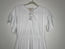 Michael Kors Womens White Flutter Sleeve Cinched Waist Dress Size Small NWT