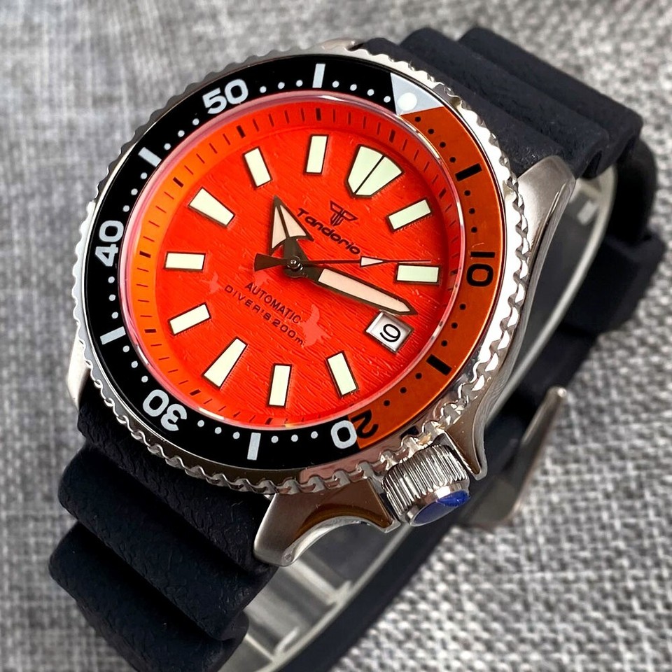 Tandorio Titan NH35A 44 Mm 20 Bar Leichte Automatische Taucheruhr Für Herren, Saphirglas, Keramiklünette, Datum, Kautschukarmband