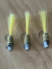 Three hand tied 1/16 crappie jigs 