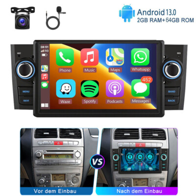 Für Fiat Grande Punto Linea 2007-2012 Android 15 CarPlay Autoradio GPS + Kamera