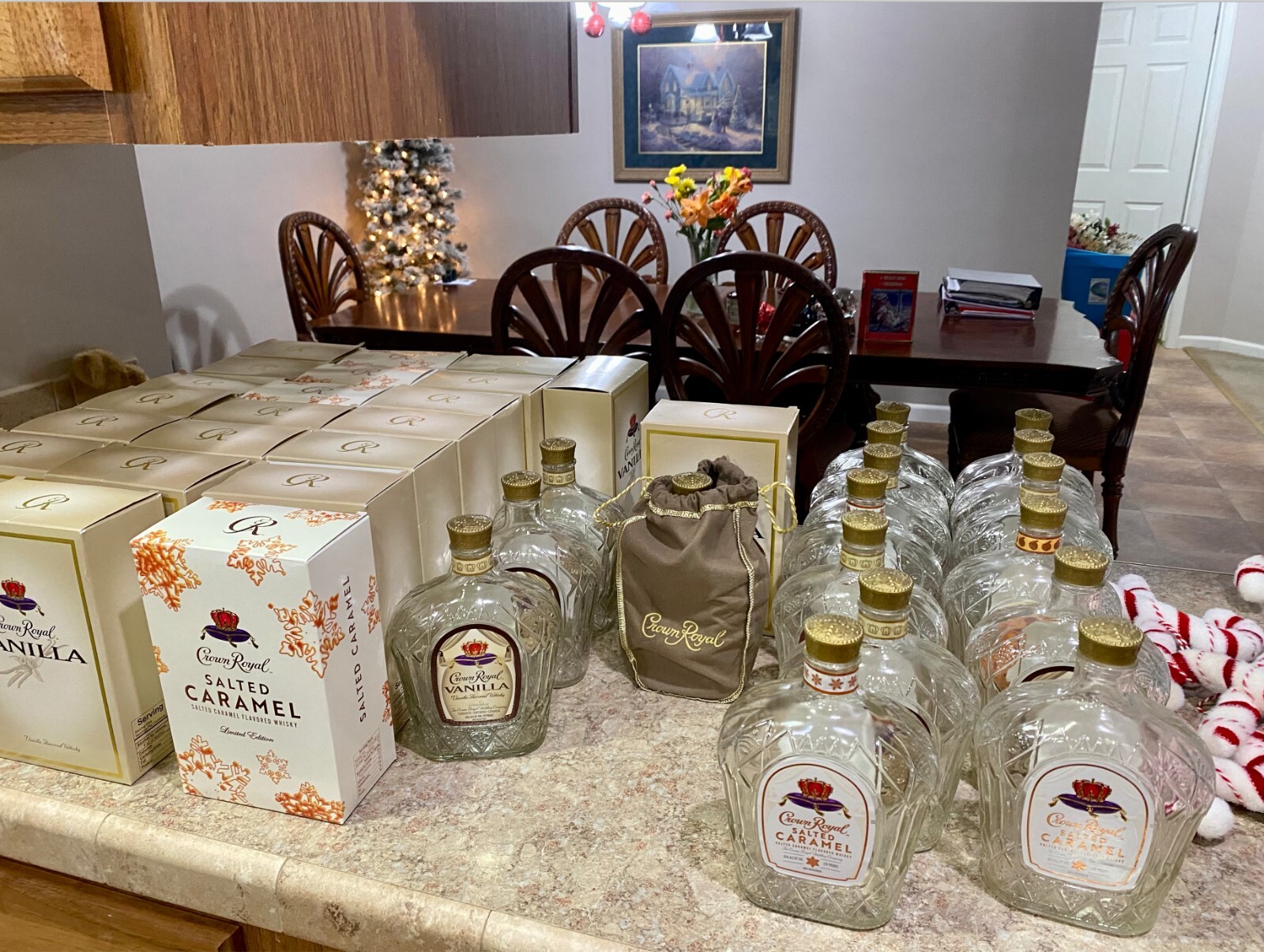 Crown Royal Empty Bottles with BAG and BOX Vanilla and Salted Caramel