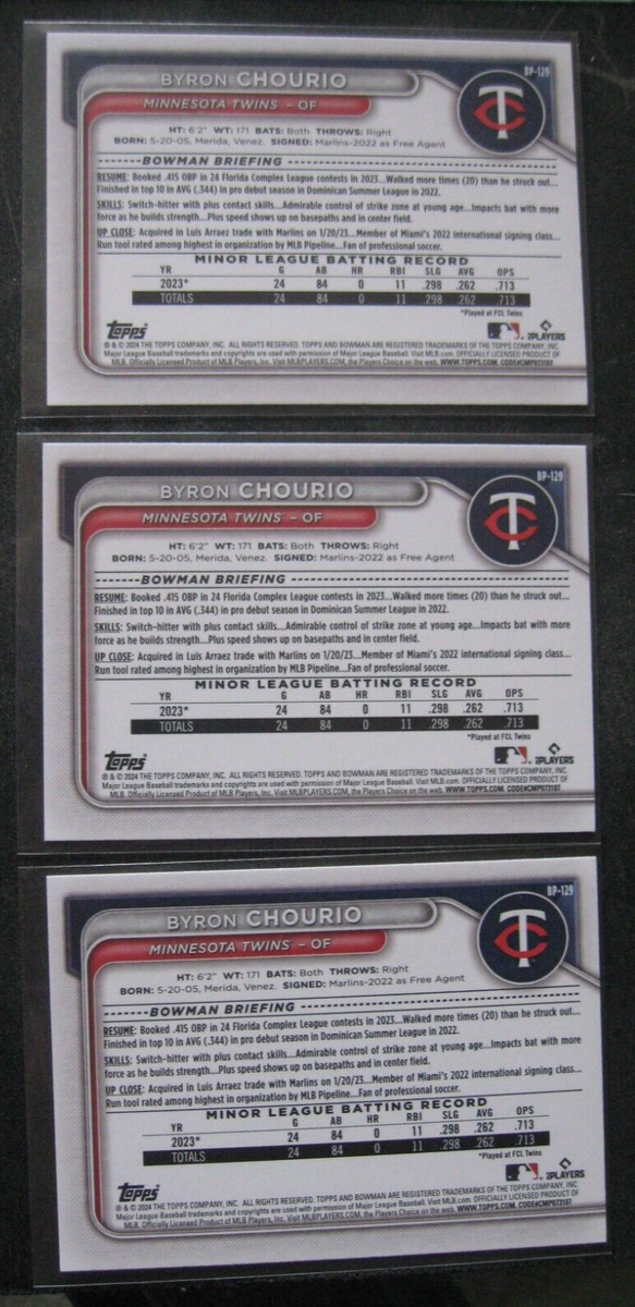 BYRON CHOURIO 3-CARD LOT 2024 1st Bowman Prospects #BP-129