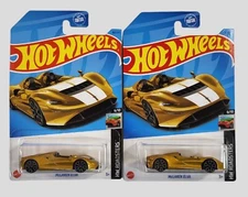 HOT WHEELS MCLAREN ELVA 82/250 6/10 Die Cast 1:64 Gold HW Roadsters Lot of 2