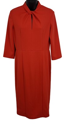 Donna Morgan Women Sheath Dress Size Red 3/4 Sleeve High Neck