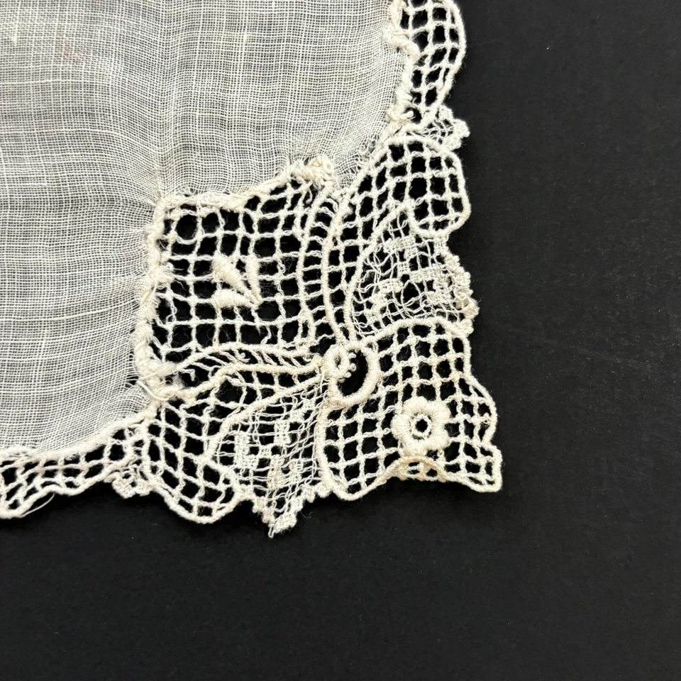 Pañuelo de boda de encaje de reliquia de lino novia casa de campo núcleo delicado femenino Foto 3 de 4