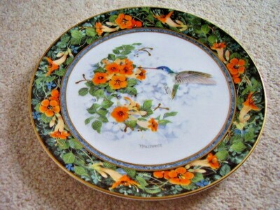 Royal Doulton England Porzellan Teller, The Violet-Crowned Hummingbird, signiert