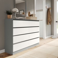 Wide Wooden Chest of 8 Drawers Bedroom Furniture Storage Bedside Modern Cabinet