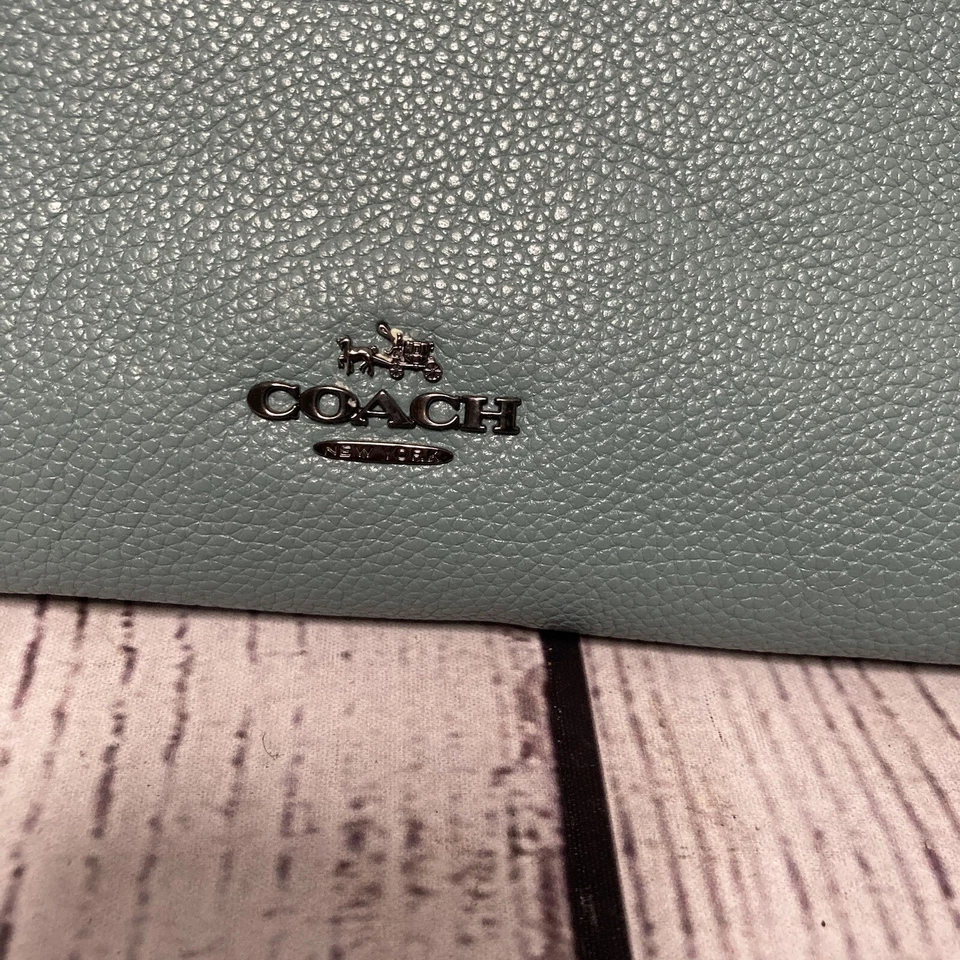 Bolso de Hombro Coach Turnlock Edie Cadena Cuero Guijarro Azul Nube Foto 2 de 4