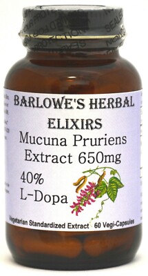 MUCUNA PRURIENS (White) Extract 40% L-Dopa - Stearate Free, Bottled in Glass!