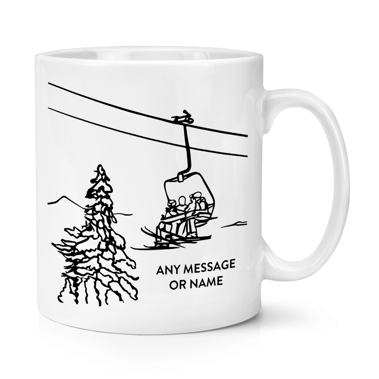 Personalised Ski Lift 10oz Mug Cup Skiing Let's Get Piste Stag He Do