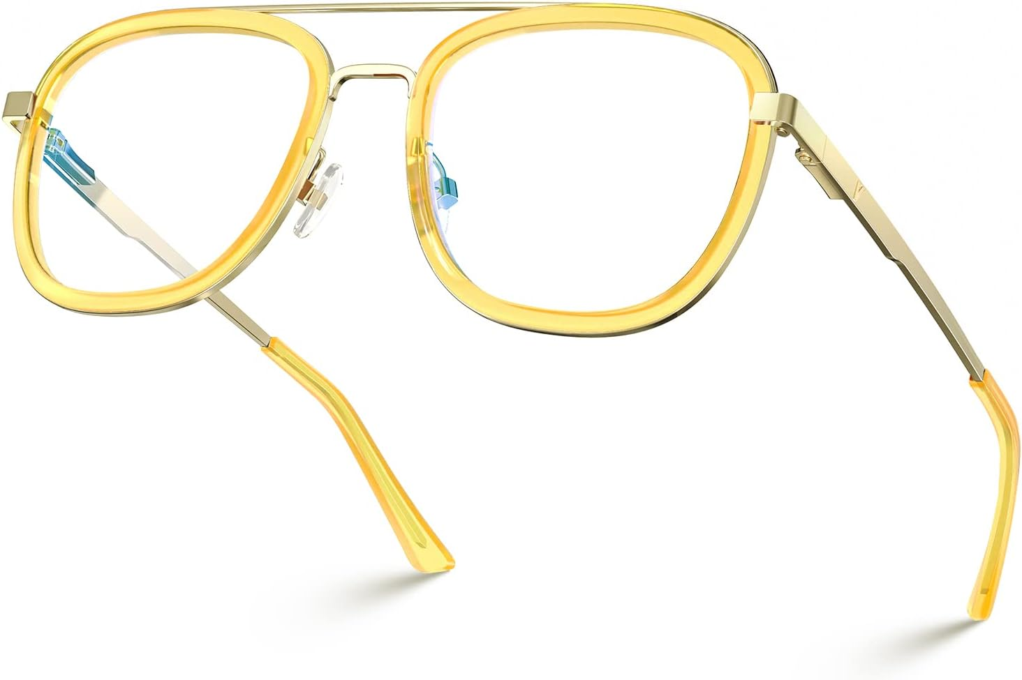 Acetate Metal Rim Blue Light Blocking Glasses Square with anti Glare for Compute