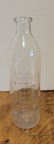 Vintage Glass Baby Bottle Embossed 8 Ounces 7" Tall