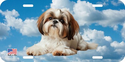 SHIH TZU TRI LYING  DOG CAN PERSONALIZE NOVELTY METAL LICENSE PLATE I