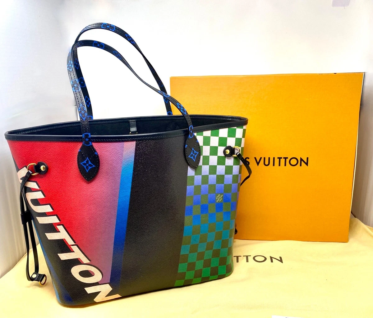LOUIS VUITTON LV Damier Race Formula One Neverfull MM Noir Rouge