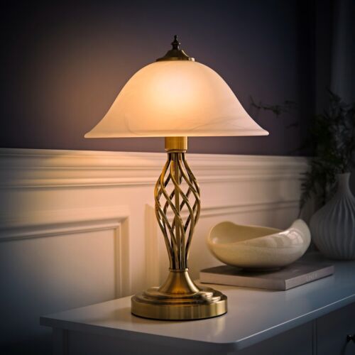 Barley Twist Table Lamp Traditional Glass Living Room 47CM Tall Light LED Bulb - Picture 11 of 33