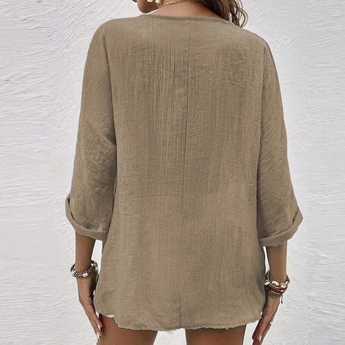 Summer Womens V-Neck Baggy Tops Ladies 3/4 Sleeve T-Shirts Blouse Plus Size New - Picture 9 of 22